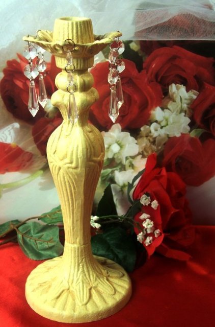 CAST IRON TAPERED CANDLE HOLDER W/PRISMS C