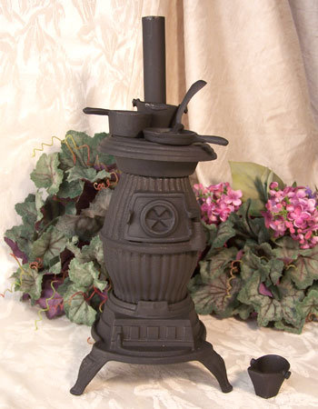 POT BELLY BLACK CAST IRON STOVE IRONWARE DECOR P