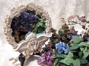 CAST IRON WHITE ANGEL MIRROR IRONWARE DECOR A