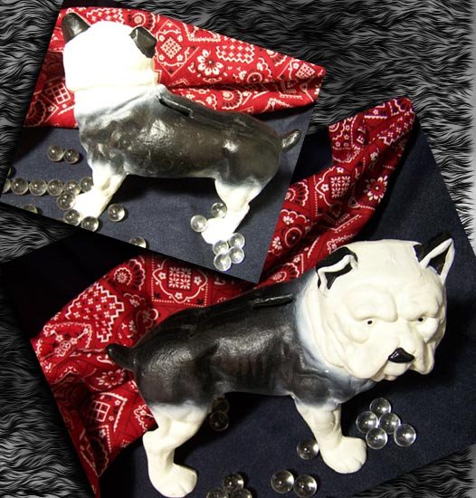 CAST IRON BLACK/WHITE BULLDOG BANK B
