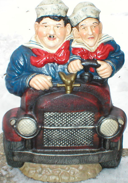CAST IRON LAUREL AND HARDY DOORSTOP