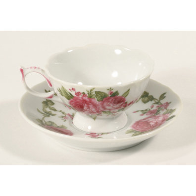 DAINTY TEACUP SAUCER OLD PINK FLOWER PATTERN