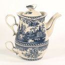 PORCELAIN BLUE TEA FOR ONE SET VICTORIAN DECOR