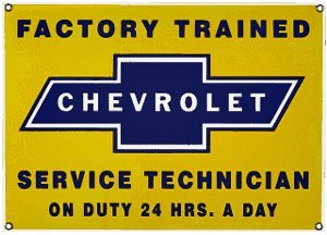 CHEVROLET SERVICE TECHNICIAN PORCELAIN-COATED SIGN