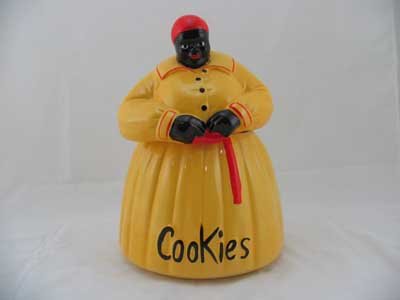 PORCELAIN HAND PAINTED YELLOW MAMMY COOKIE JAR