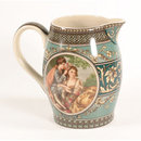 PORCELAIN VICTORIAN STYLE COLORFUL SCENE PITCHER