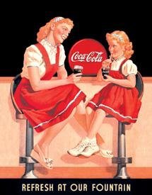 COKE REFRESH FOUNTAIN SIGN METAL RETRO ADV SIGNS