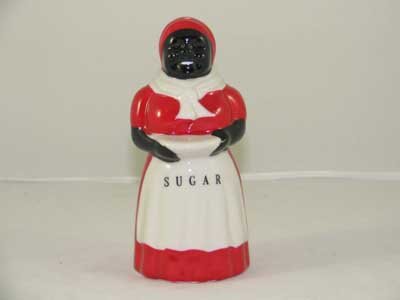 BLACK AMERICANA PORCELAIN HAND PAINTED MAMMY SUGAR SHAKER