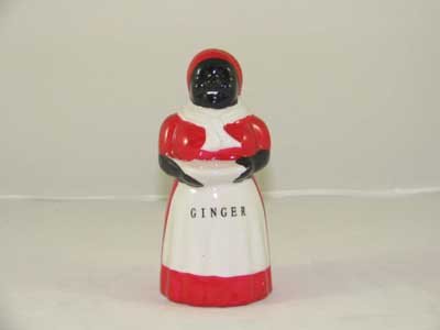 BLACK AMERICA PORCELAIN HAND PAINTED MAMMY GINGER SHAKER