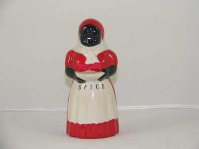 BLACK AMERICANA PORCELAIN HAND PAINTED MAMMY SPICE SHAKER