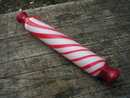 HAND MADE GLASS ROLLING PIN WHITE w/RED SWIRLS