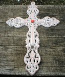 CAST IRON WHITE CROSS HOME GARDEN DECOR C