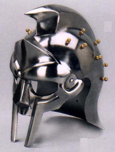 SILVER GLADIATORS HELMET GOLD ACCENTS G