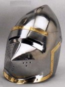 SILVER METAL KNIGHT PIG FACE HELMET GOLD TRIM K