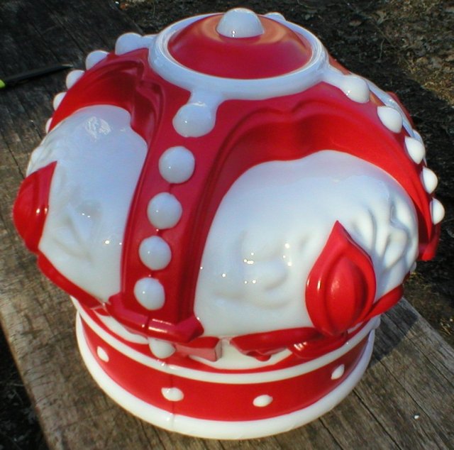 RED CROWN GASOLINE PAINTED MILK GLASS GAS PUMP GLOBE