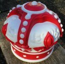 RED CROWN GASOLINE PAINTED MILK GLASS GAS PUMP GLOBE