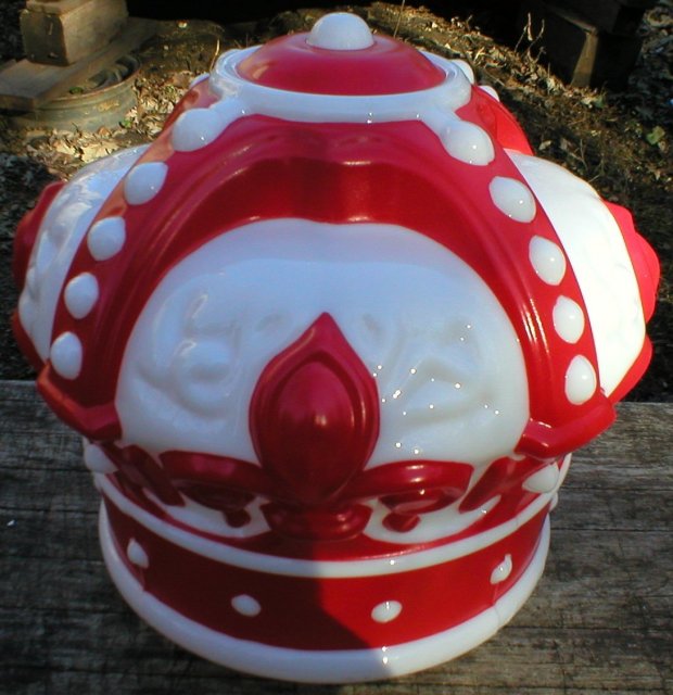RED CROWN GASOLINE PAINTED MILK GLASS GAS PUMP GLOBE