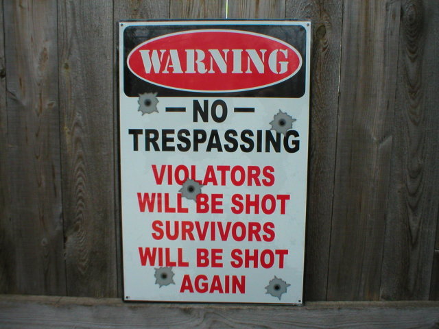 WARNING NO TRESPASSING TIN SIGN