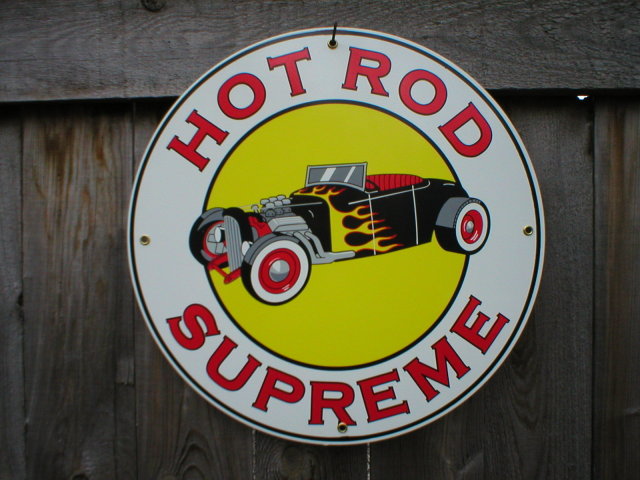 HOT ROD SUPREME PORCELAIN-COAT SIGN METAL AUTO SIGNS H