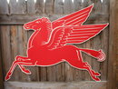 LARGE MOBILGAS PEGASUS HEAVY STEEL SIGN