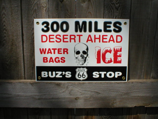 BUZ'S STOP PORCELAIN COATED SIGN