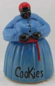 MAMMY COOKIE JAR HAND PAINTED BLUE