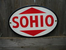 OVAL PORCELAIN COATED SOHIO PARTS SIGN