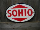 OVAL PORCELAIN COATED SOHIO PARTS SIGN