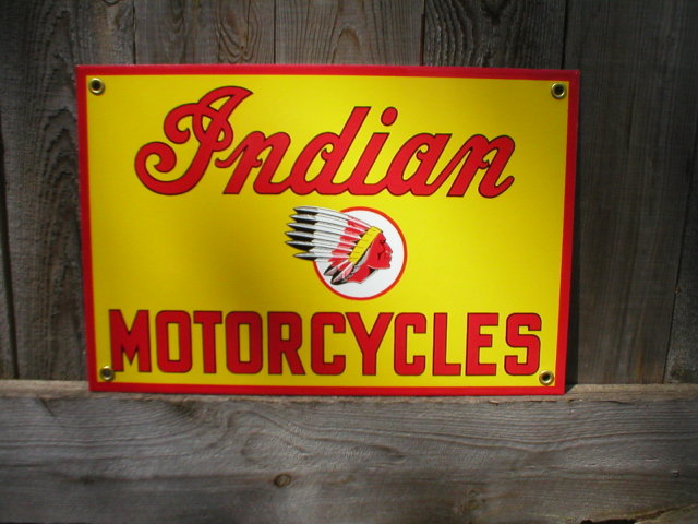 INDIAN MOTORCYCLES PORCELAIN COATED SIGN