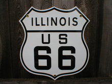 ROUTE 66 ILLINOIS PORCELAIN COATED SHIELD SIGN