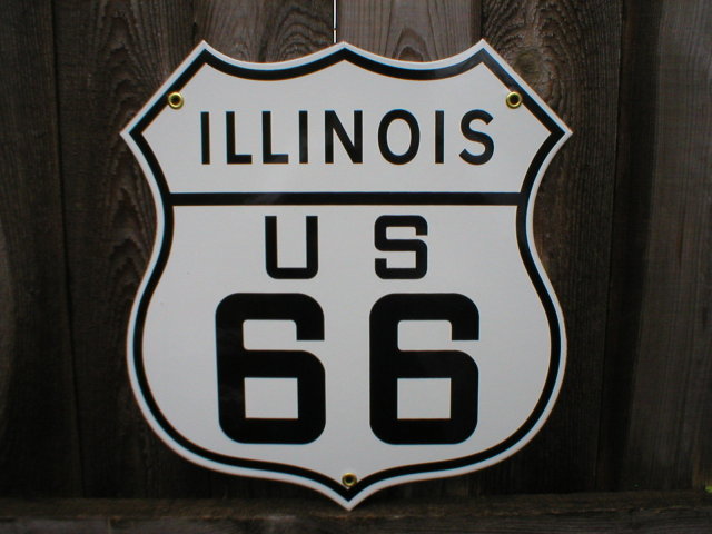 ROUTE 66 ILLINOIS PORCELAIN COATED SHIELD SIGN