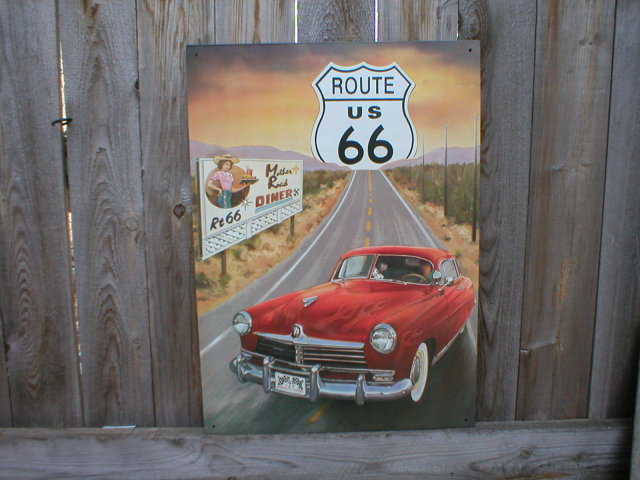 ROUTE 66 HUDSON RETRO TIN SIGN