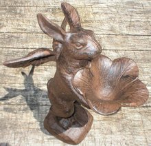 RUSTIC BUNNY BUTLER CAST IRON