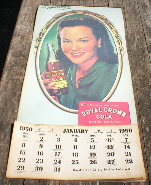 ROYAL CROWN COLA 1950 CALENDAR R