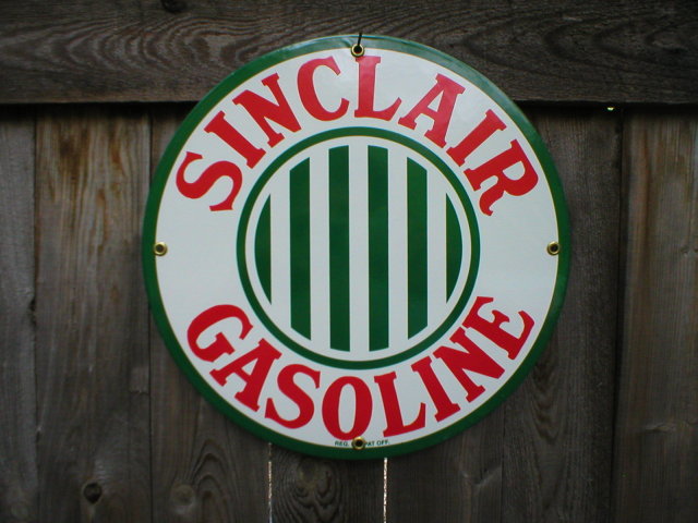 SINCLAIR STRIPES PORCELAIN COATED SIGN