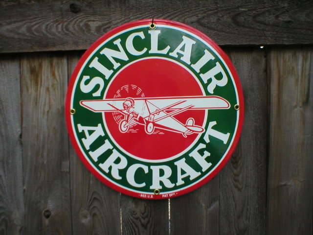 SINCLAIR AIRCRAFT PORCELAIN-COATED SIGN