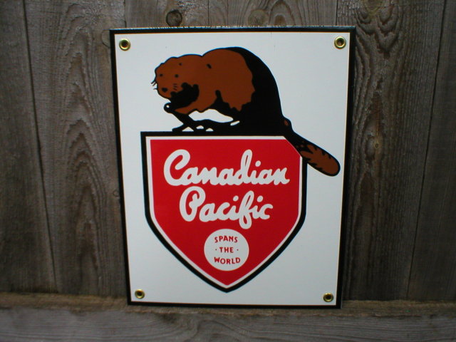 CANADIAN PACIFIC PORCELAIN-COATED RAILROAD SIGN C