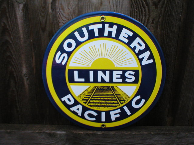 SOUTHERN PACIFIC LINES PORCELAIN COATED SIGN