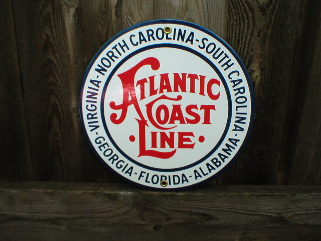 ATLANTIC COAST LINE PORCELAIN-COATED RAILROAD SIGN A