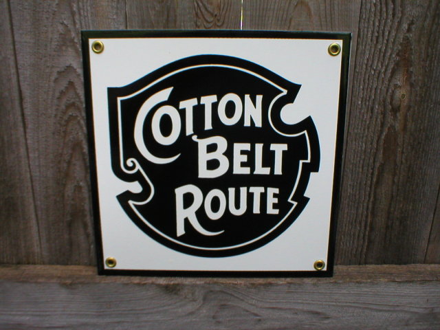 COTTON BELT ROUTE PORCELAIN-COATED RAILROAD SIGN S