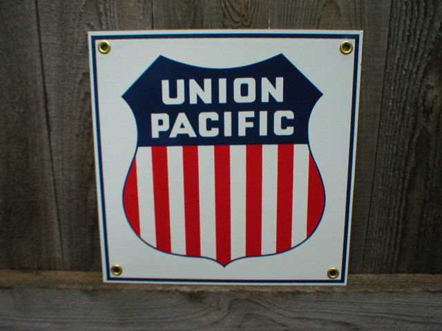 UNION PACIFIC PORCELAIN-COATED RAILROAD SIGN S