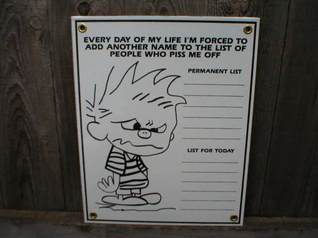 THE BIG LIST PORCELAIN-COATED SIGN D