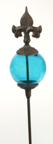 UNIQUE GARDEN STAKE WITH DECORATIVE BLUE GLASS BALL R