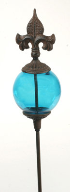 UNIQUE GARDEN STAKE WITH DECORATIVE BLUE GLASS BALL R