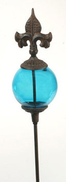 UNIQUE GARDEN STAKE WITH DECORATIVE BLUE GLASS BALL R