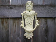 BACCHUS DOOR KNOCKER CAST IRON ANTIQUE WHITE