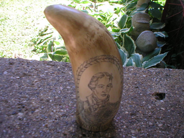 RESIN SCRIMSHAW TOOTH HORATIO NELSON HMS VICTORY