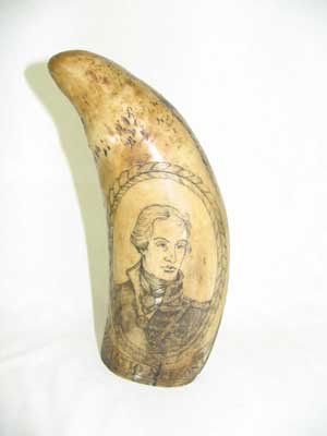 RESIN SCRIMSHAW TOOTH HORATIO NELSON HMS VICTORY