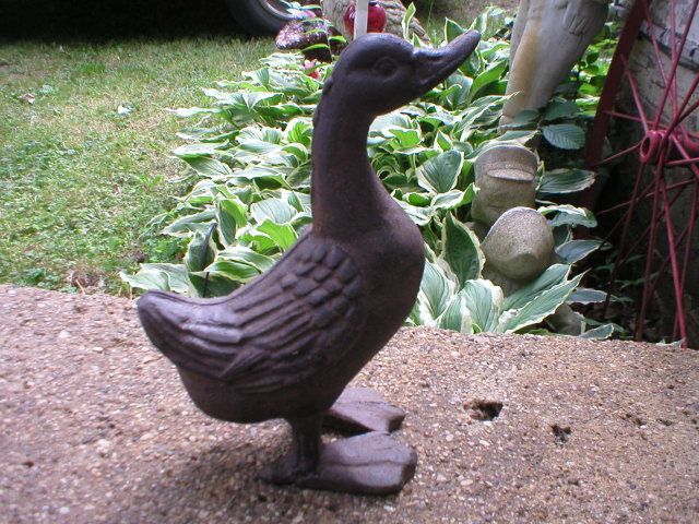 CAST IRON RUSTIC STANDING DUCK D