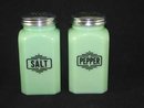 JADE JADITE JADEITE SQUARE SALT PEPPER SHAKERS